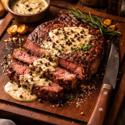 Image of Whole30 Steak with Peppercorn Sauce