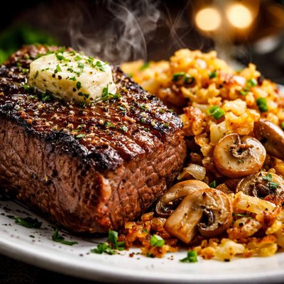 Image of Steakhouse Sirloin with Golden Hash Browns Mushrooms 5fix