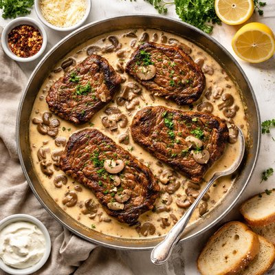 Image of Steaks in Mushroom Cream Sauce