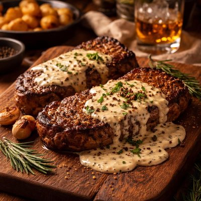 Image of Steaks with Whiskey Cream Sauce