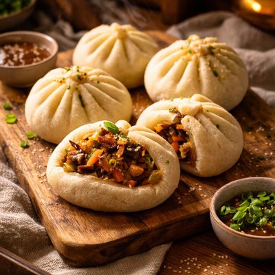 Image of Steamed Bao Buns with Vegetable Filling