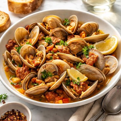 Image of Steamed Clams Portuguese Style
