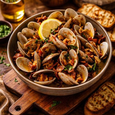 Image of Steamed Clams with Bacon and Beer
