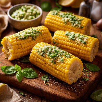 Image of Steamed Corn with Basil Butter