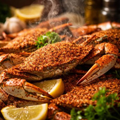 Image of Cangrejo al vapor vegetariano con condimento Old Bay