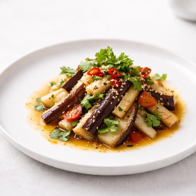 Image of Steamed Eggplant Aubergine Salad