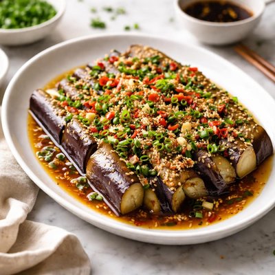 Image of Whole30 Steamed Eggplant with Garlic Soy Sauce