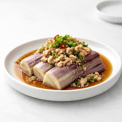 Image of Steamed Eggplant with Minced Chicken in Rice Vinegar