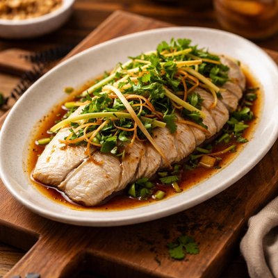 Image of Whole30 Steamed Fish Fillet with Ginger and Scallions