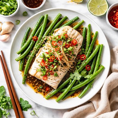 Image of Steamed Fish Without a Steamer with Green Beans