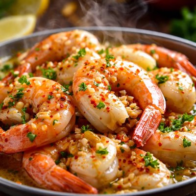 Image of Camarones al Vapor con Ajo y Mantequilla Baja en Grasa