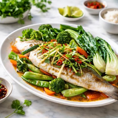 Image of Steamed Ginger Fish Vegetables