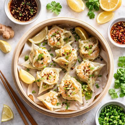 Image of Steamed Lemony Shrimp Dumplings
