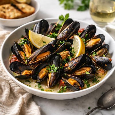Image of Whole30 Steamed Mussels in White Wine