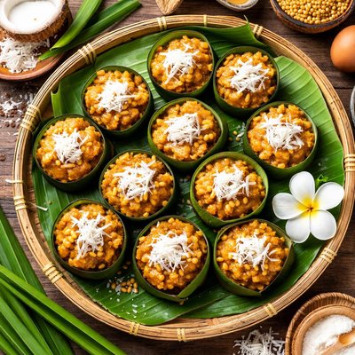 Image of Steamed Palm Sugar Custards