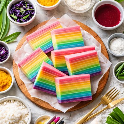Image of Steamed Rainbow Layer Cake