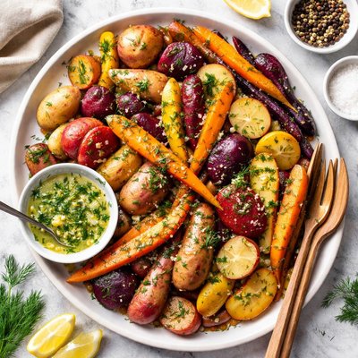 Image of Steamed Root Vegetables with Dill Butter