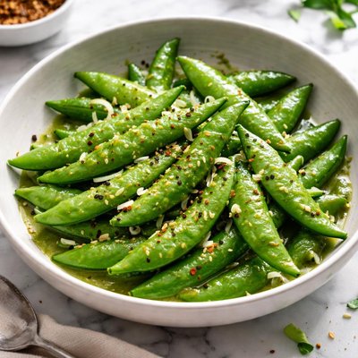 Image of Steamed Sugar Snap Peas with Wasabi Butter