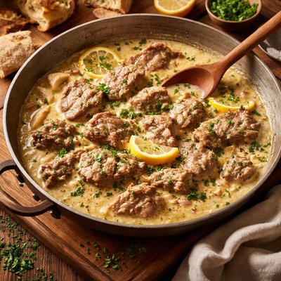 Image of Stewed Veal in a Cream and Lemon Sauce