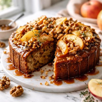 Image of Sticky Apple Walnut Cake