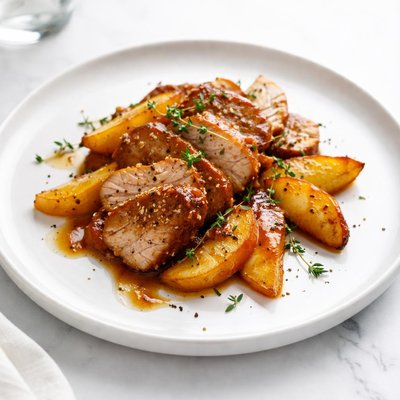 Image of Sticky Maple Pork with Apples