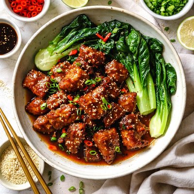 Image of Sticky Pork with Bok Choy