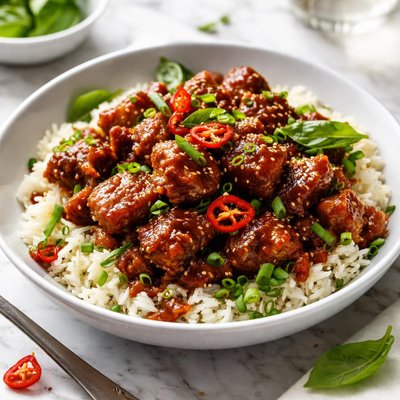 Image of Sticky Sweet Chilli Pork and Basil Rice