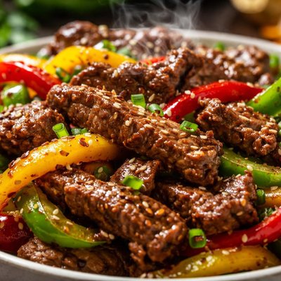 Image of Carne de res salteada con pimientos en la dieta paleo