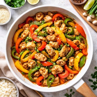 Image of Heart-Healthy Stir-Fried Chicken with Bell Peppers
