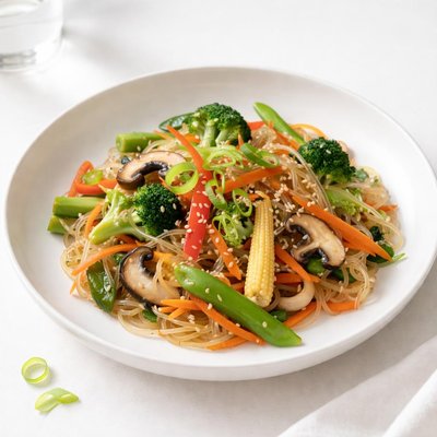 Image of Vegetales salteados sin soja con fideos de cristal