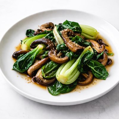 Image of Stir Fried Bok Choy and Mushrooms