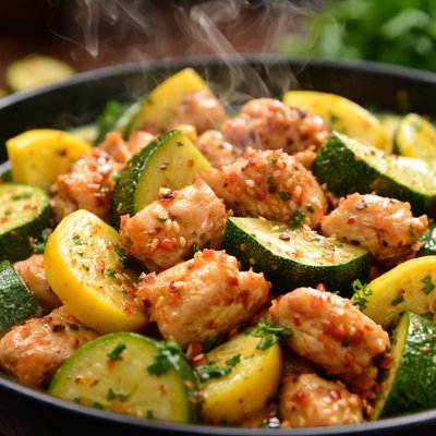 Image of Stir Fried Chicken Zucchini and Squash