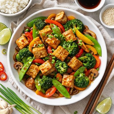 Image of Stir Fried Tofu and Vegetables with Oyster Sauce