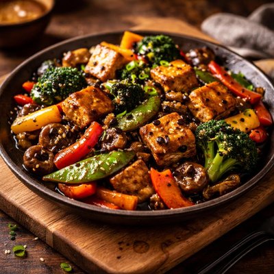 Image of Stir Fried Vegetables and Tofu in Black Bean Sauce