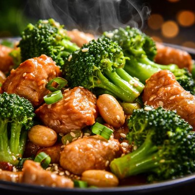 Image of Stir Fry Chicken and Broccoli with Peanuts