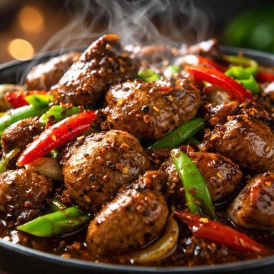 Image of Stir Fry Chicken Liver in Black Pepper Sauce