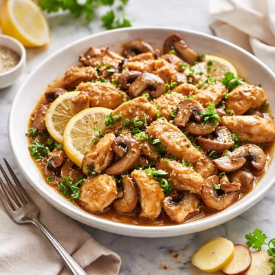 Image of Stir Fry Chicken with Lemon Mushroom Ginger Sauce