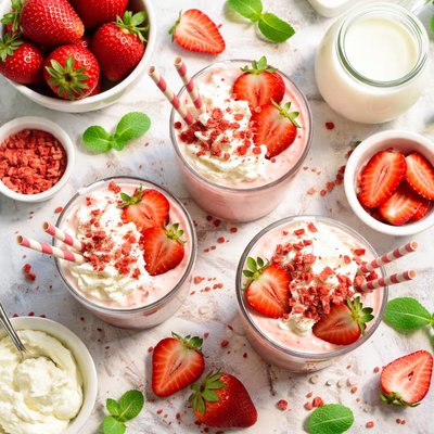 Image of Strawberries and Cream Milkshakes