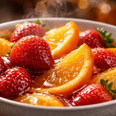 Image of Strawberries and Oranges in Syrup