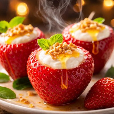 Image of Strawberries Filled with Honeyed Yogurt