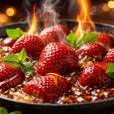 Image of Strawberries Flamb
