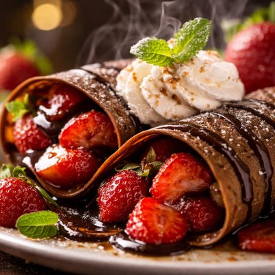 Image of Strawberries Savannah with Chocolate Crepes