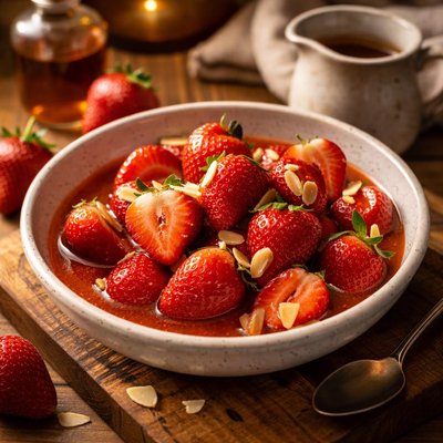 Image of Strawberries with Amaretto Sauce