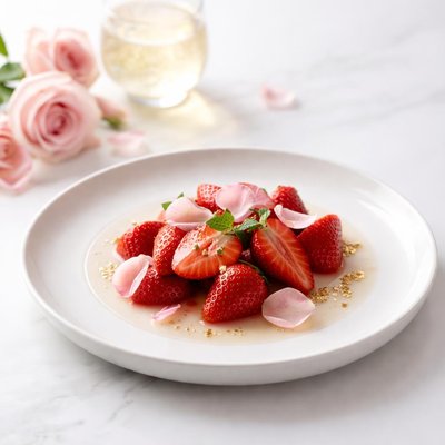 Image of Strawberries with Champagne and Roses