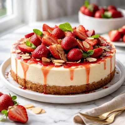 Image of Strawberry Amaretto Cheesecake