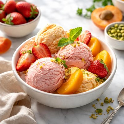 Image of Strawberry and Apricot Ice Cream