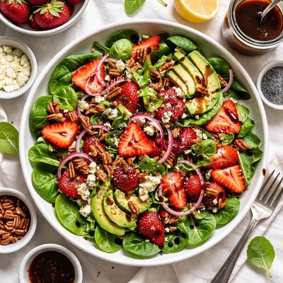 Image of Strawberry and Spinach Salad with Balsamic Vinaigrette