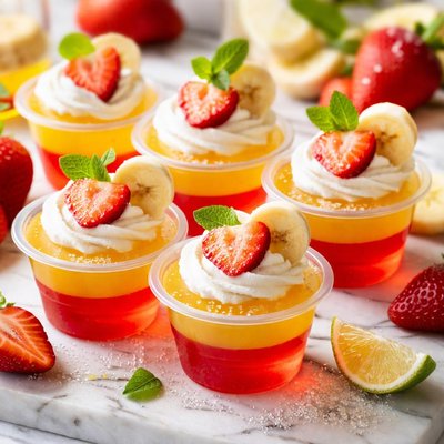 Image of Strawberry Banana Rum Jello Shots