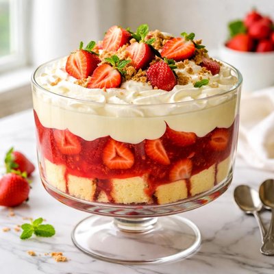 Image of Strawberry Cheesecake Jello Trifle