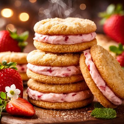 Image of Strawberry Cream Cheese Sandwich Cookies